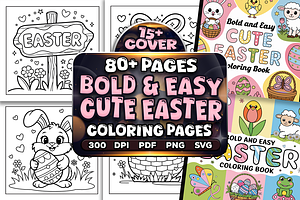 Bold Easy Cute Easter Coloring Pages, a Seasonal Illustration by Craftsbeefy
