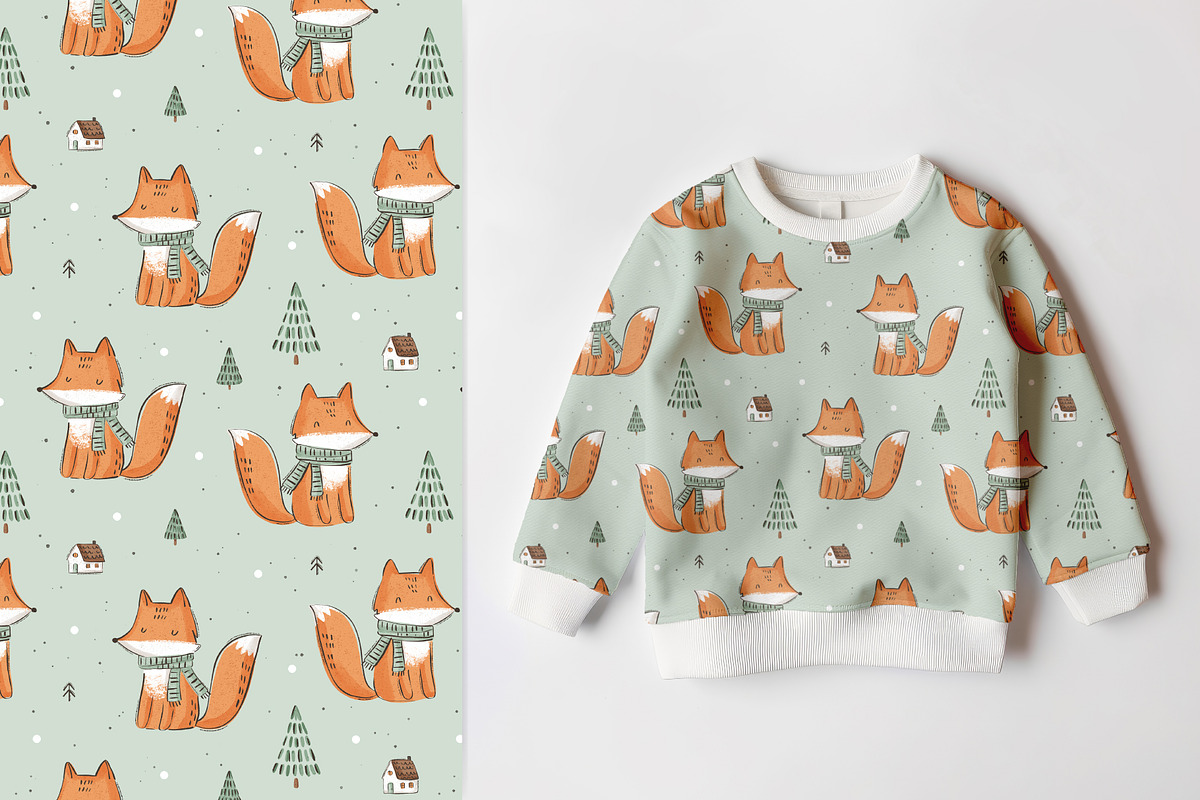 Pattern: Winter fox, a Pattern Graphic by Olena Kuznietsova (Photo 2 of 4)