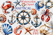 Nautical Watercolor Clipart, an Illustration by Libby Wishes (Thumbnail 1 of 7)