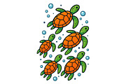 Sea Turtle Cute Ocean Illustration, a Background Graphic by LaseredNinja (Thumbnail 1 of 7)
