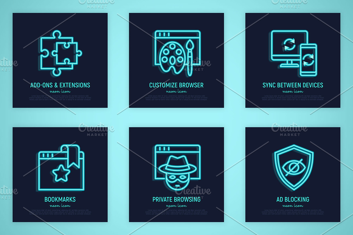Browser Neon | 16 Thin Line Icons, an Outline Icon by Alex Blogoodf (Photo 5 of 11)
