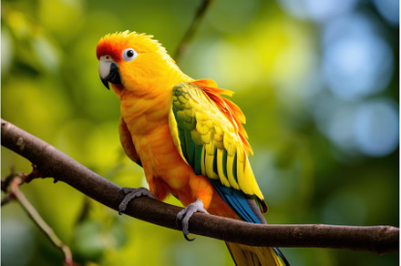 Loud Yellow black parrot. Generate, an Animal Photo by Ylivdesign
