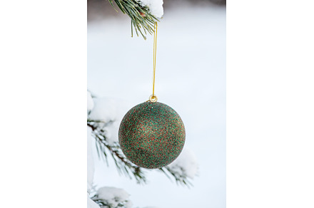 Hanging green glitter Christmas ball, a Holiday Photo by Beautiful things