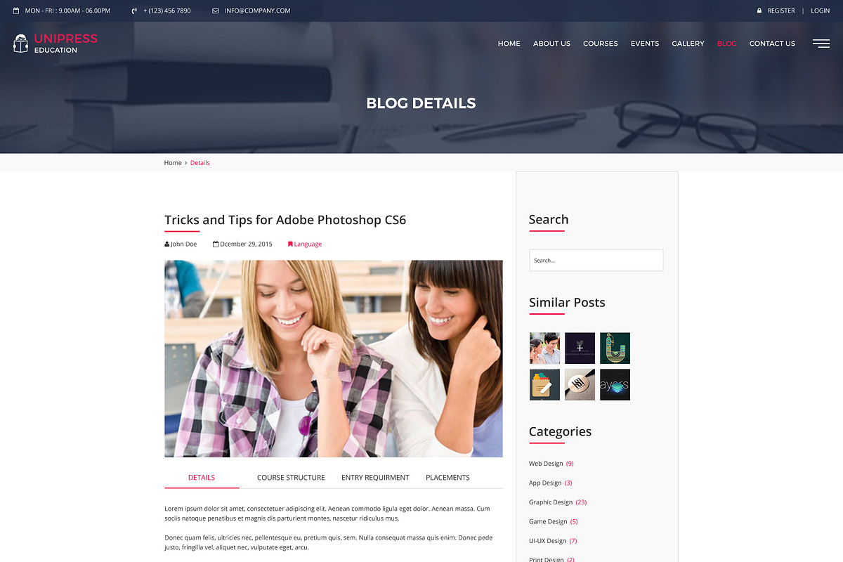 Unipress Education PSD Template, a Websites & App Template by mine-tech (Photo 6 of 22)