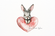 Vintage Rabbit With Heart Clipart, an Animal Illustration by New-School-Wave (Thumbnail 3 of 5)