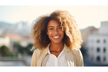 Smiling Adult Black Woman with Blond, a Person Photo by Visual Generation