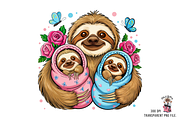 Mother Sloth Holding Baby Sloths PNG, a Graphic by Clipart Bloom (Thumbnail 5 of 11)