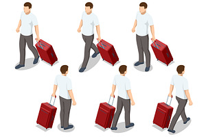 Isometric set of a man character, a Transportation Illustration by Golden Sikorka