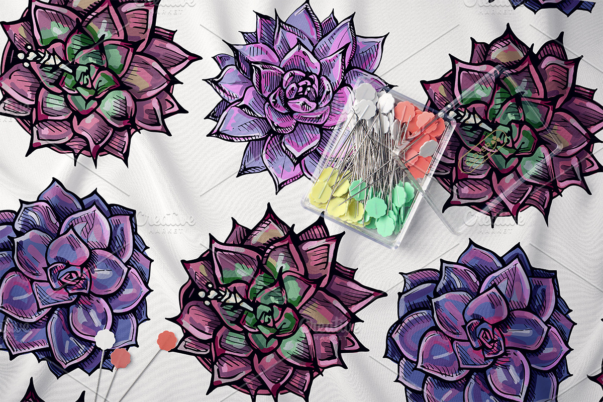 6 seamless patterns with succulents, a Pattern Graphic by AV Design (Photo 3 of 8)