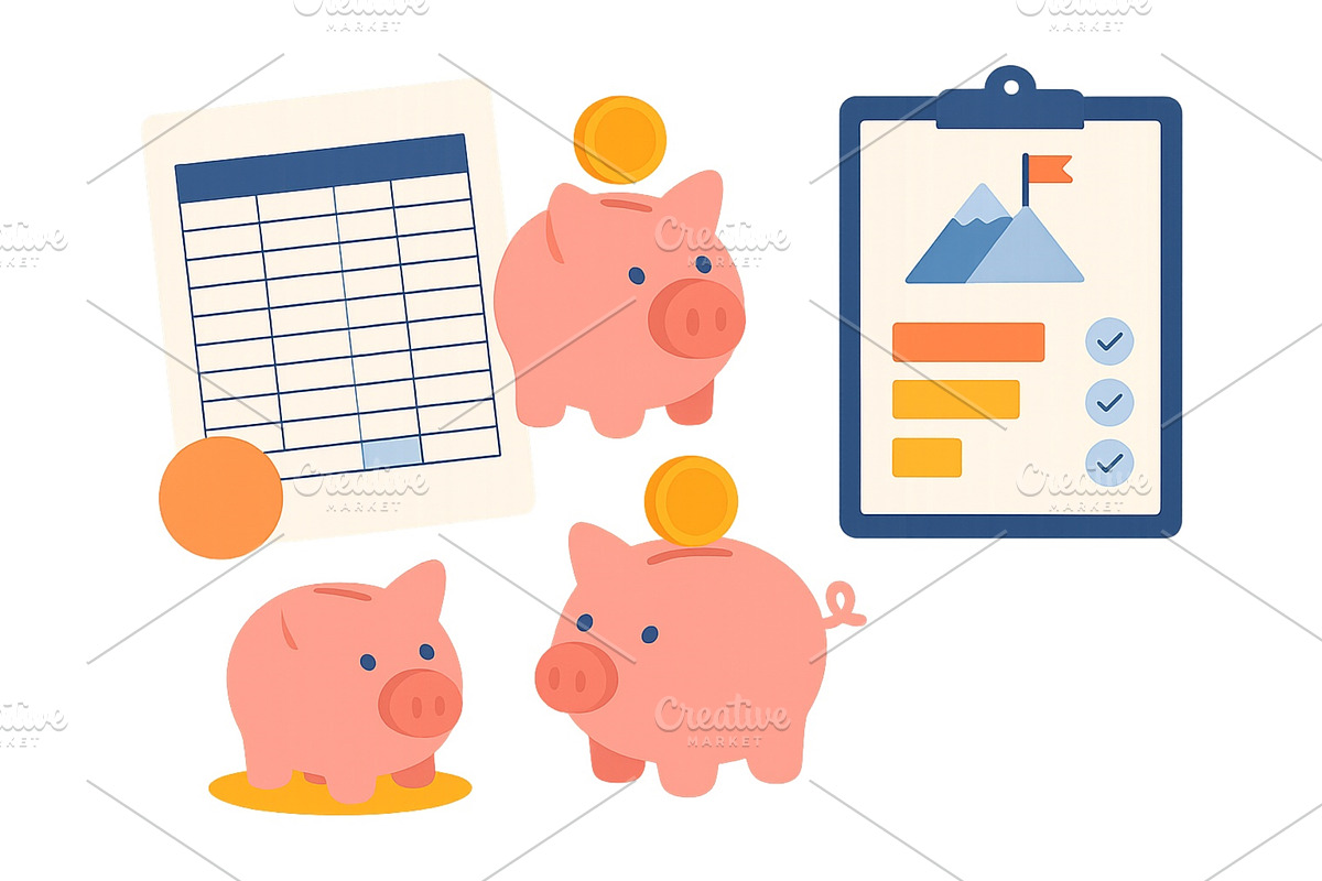 Illustration of piggy banks and, a Finance Illustration by ZinetroN