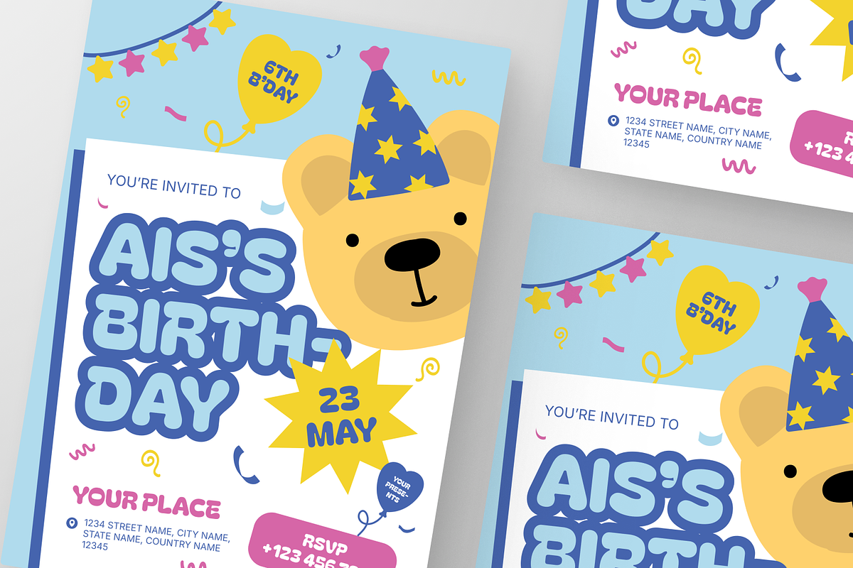 Colorful Kids Birthday Invitation, a Flyer Template by Annora Studio (Photo 6 of 6)