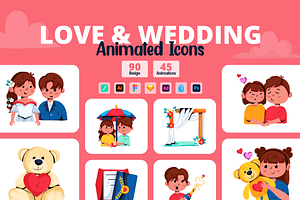 Animated Love and Wedding Icons, a Duotone Icon by Prosymbols