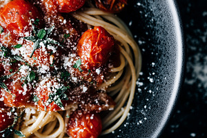 Spaghetti with roasted cherry tomato, a Food & Drink Photo by MistyDay