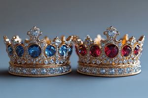 Intricately designed gold crowns ado, a Photo by Tanuart