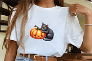Black Cat with Pumpkin Clipart, an Illustration by CrexoraLab (Thumbnail 4 of 5)