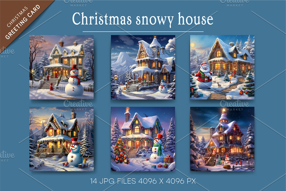 Christmas snowy house. Clipart., a Decorative Illustration by KENO Mascots (Photo 2 of 4)