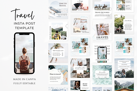 Travel Instagram Post Templates, a Social Media Template by ShopRShop