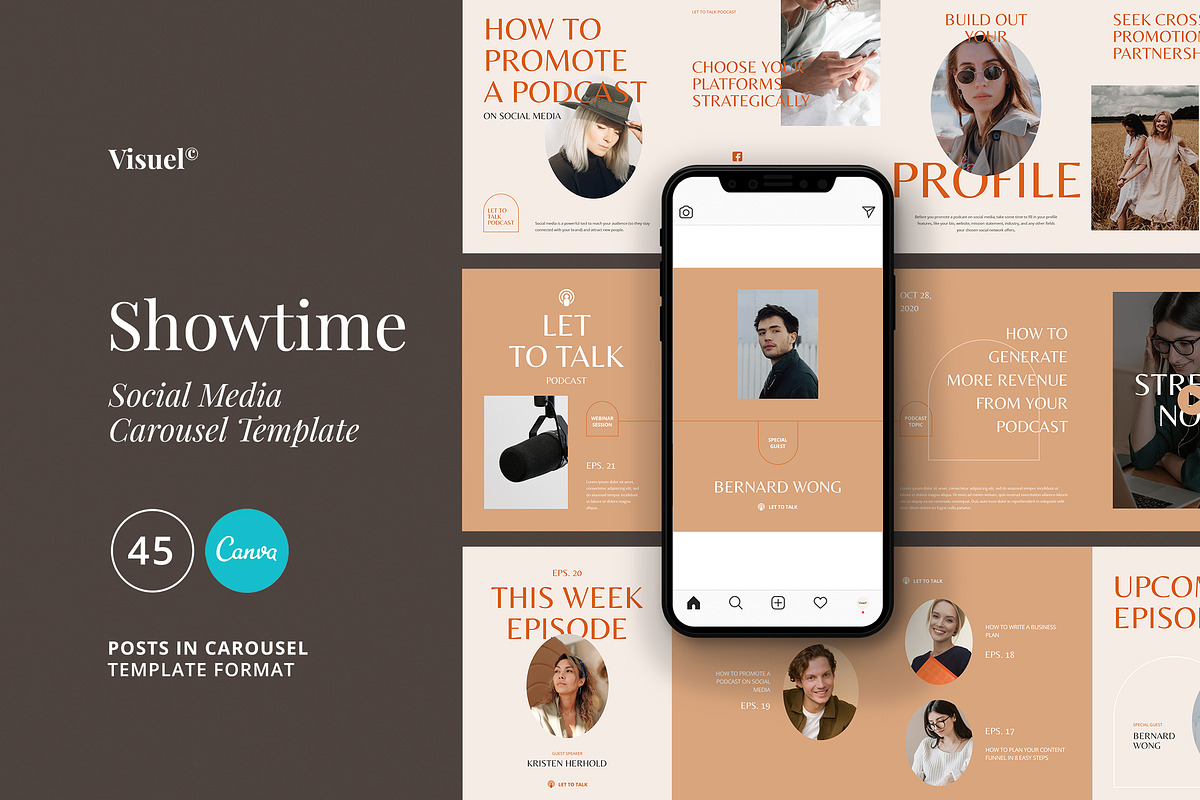 Showtime Carousel Template | CANVA, a Social Media Template by Visuel Colonie® (Photo 1 of 13)