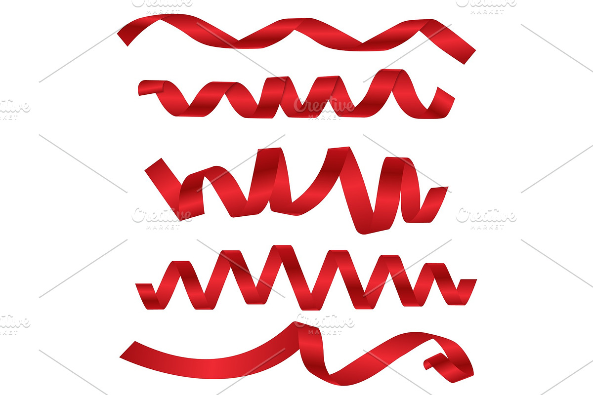 Dynamic shapes of red ribbons for different design projects, a ...
