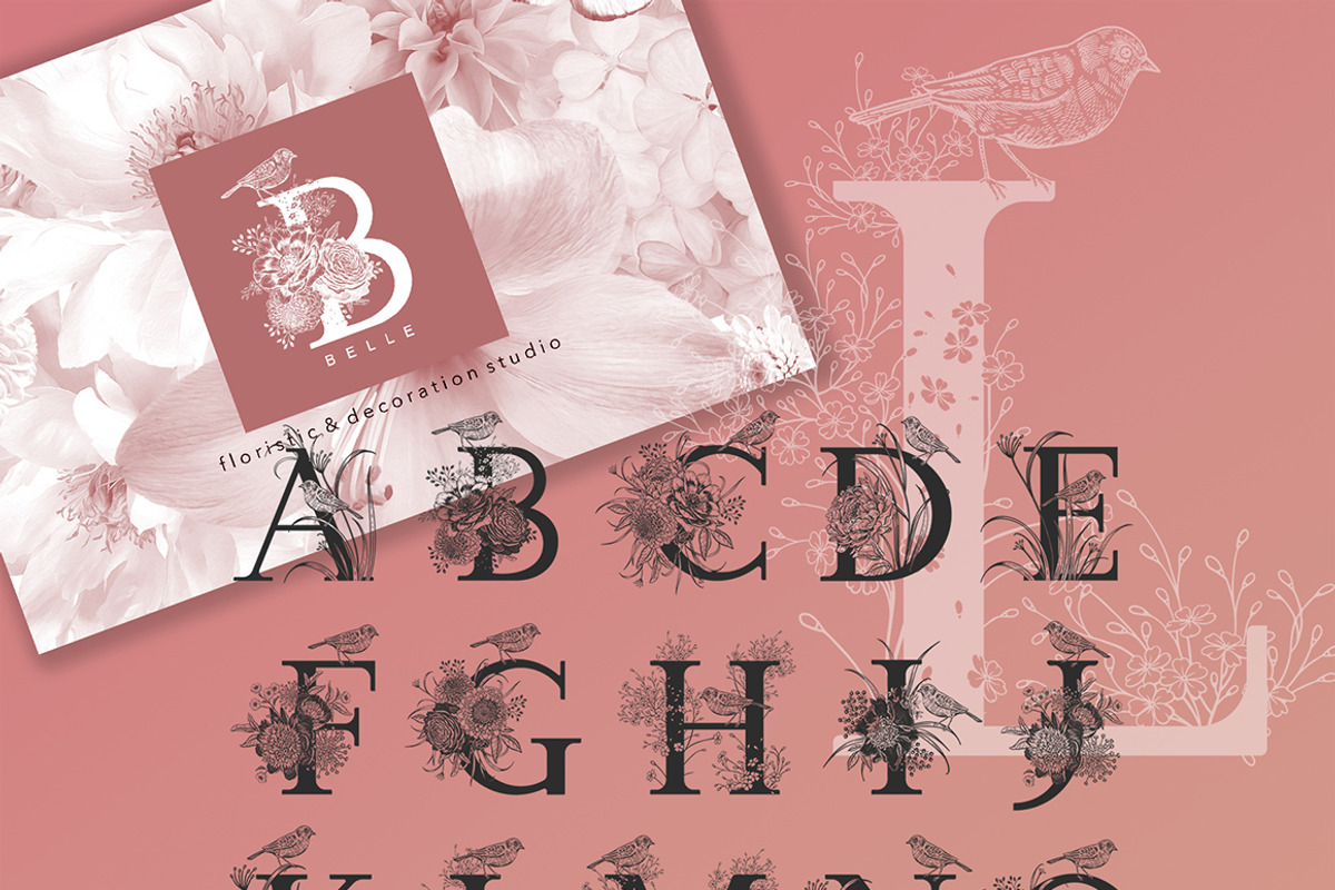 Floral letters and number., a Decorative Illustration by MarinaVorontsova (Photo 2 of 12)