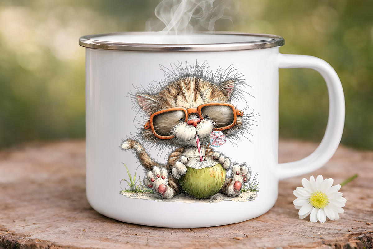 Whimsical Summer Cat Clipart, an Illustration by Digital Artistic99 (Photo 9 of 9)