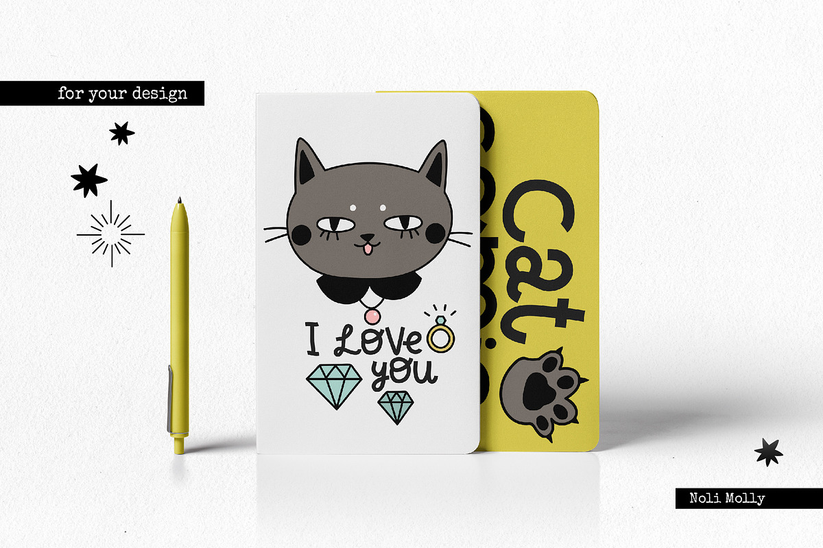 Cat comic. Funny set, an Animal Illustration by Noli Molly Store (Photo 4 of 6)