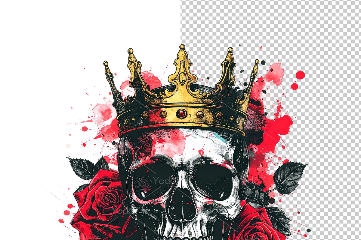 Skull wearing a crown with red rose., a Person Illustration by yod67 (Photo 2 of 7)