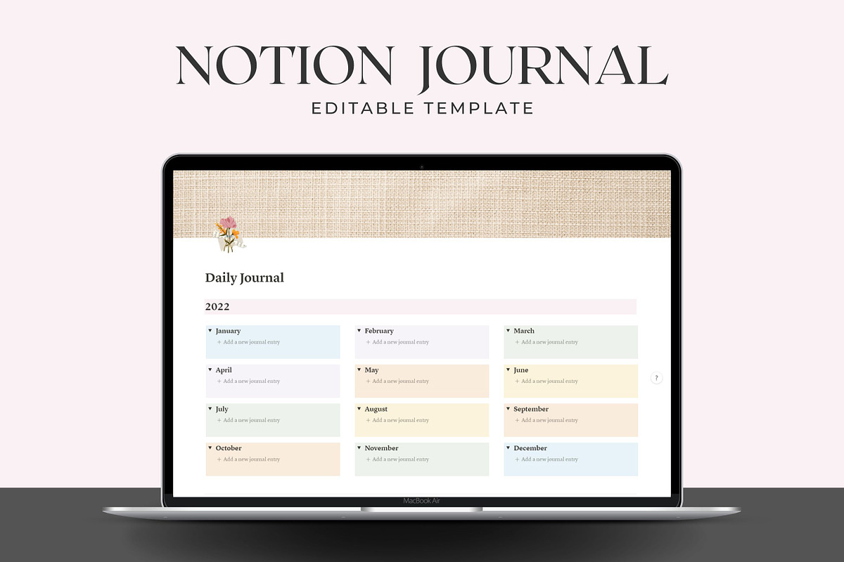 Journal Template for Notion, a Templates & Theme by AestheticOrganizer (Photo 1 of 9)