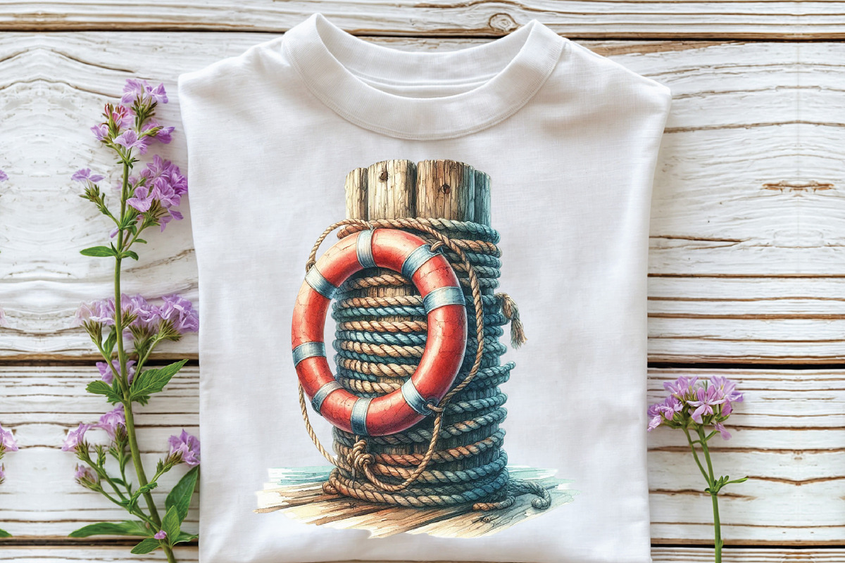 Watercolor Nautical Beach Clipart, an Illustration by CraftArtStudio (Photo 3 of 6)