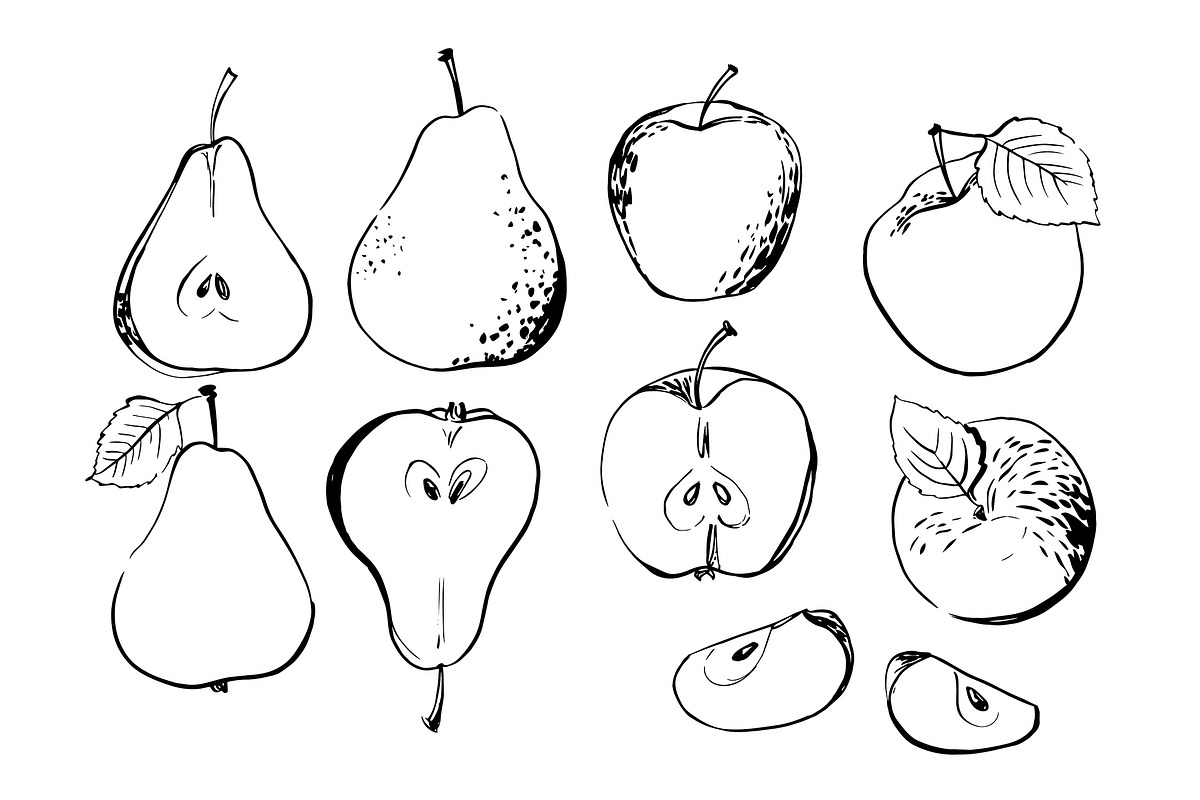 Fruits and berries vector sketch, a Food Illustration by irina.vaneeva (Photo 8 of 11)