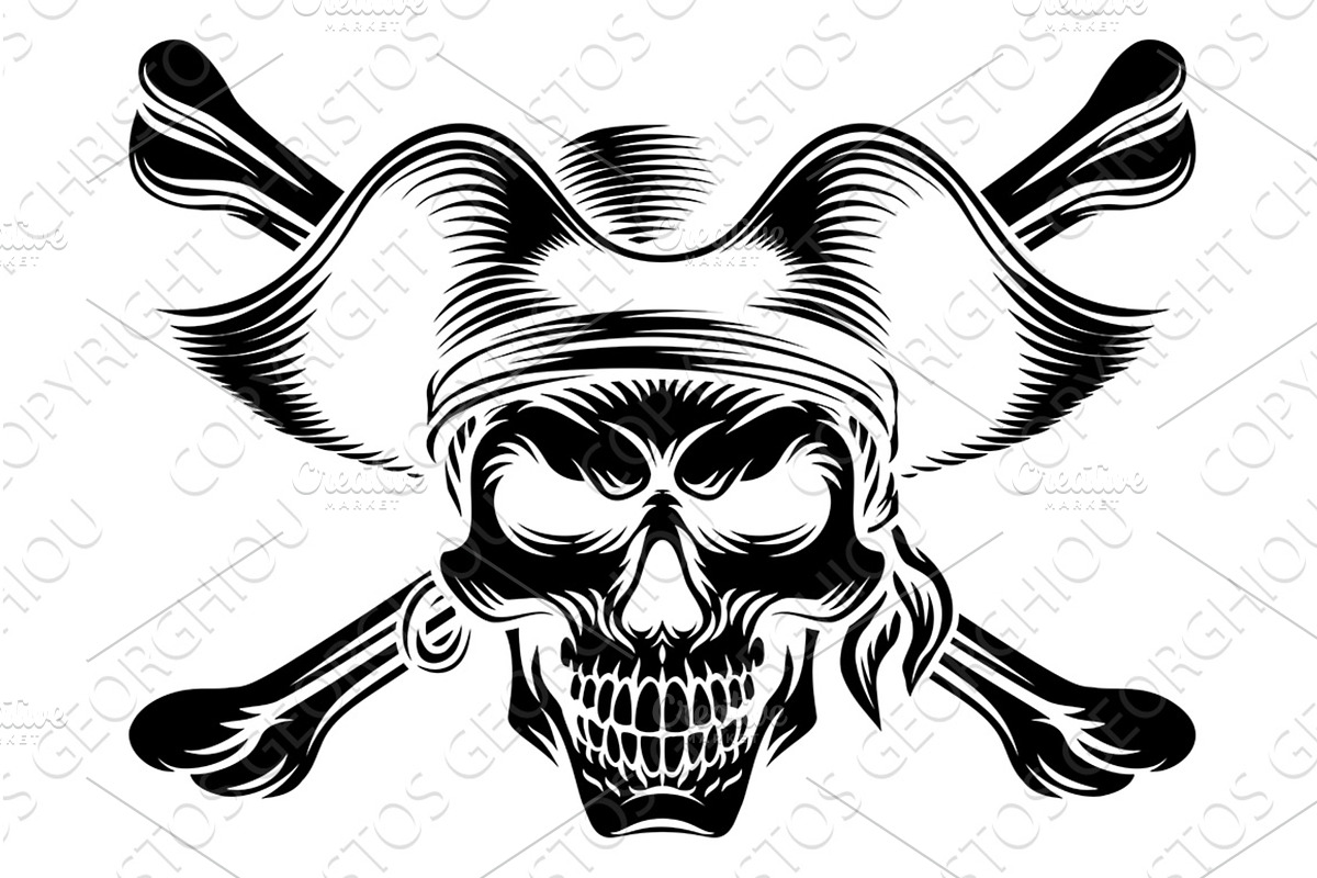Skull Pirate Crossbones Crosssed, an Object Illustration by Christos Georghiou