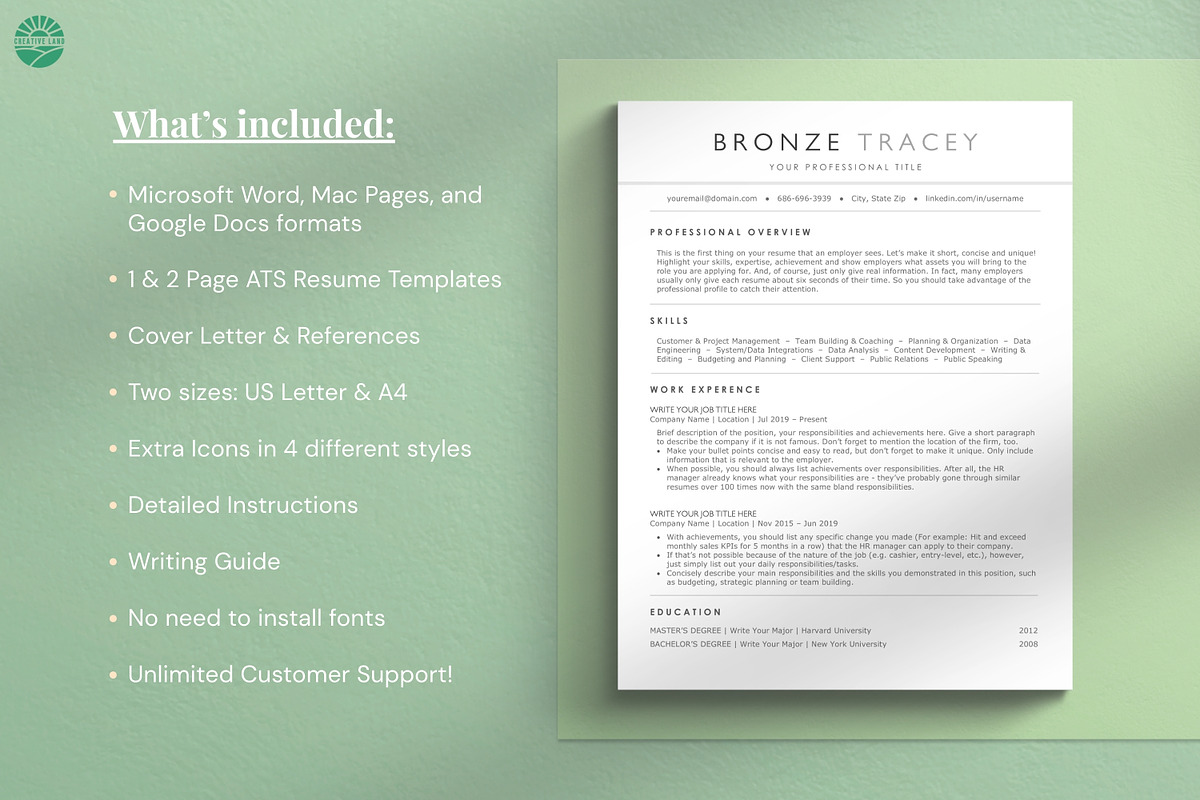 Modern Clean ATS Resume Template preview 8