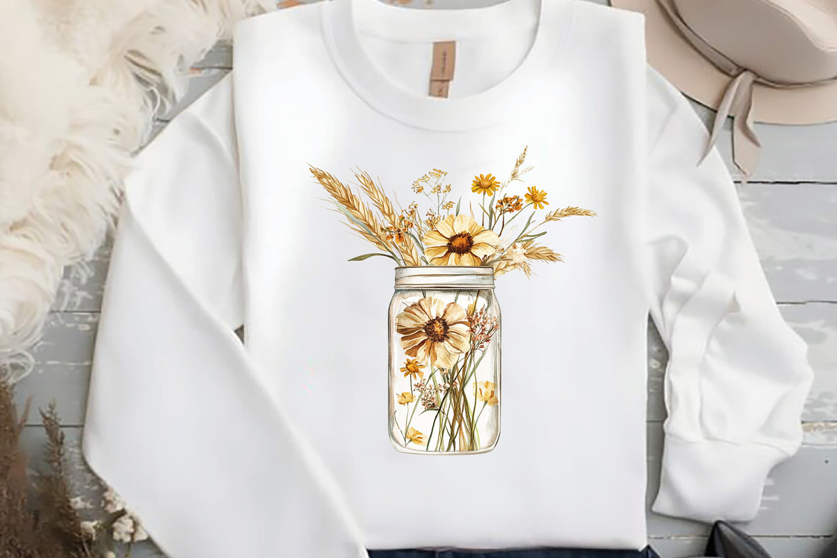 Floral Boho Can Glass Clipart, an Illustration by DreamCafeArt (Photo 4 of 5)
