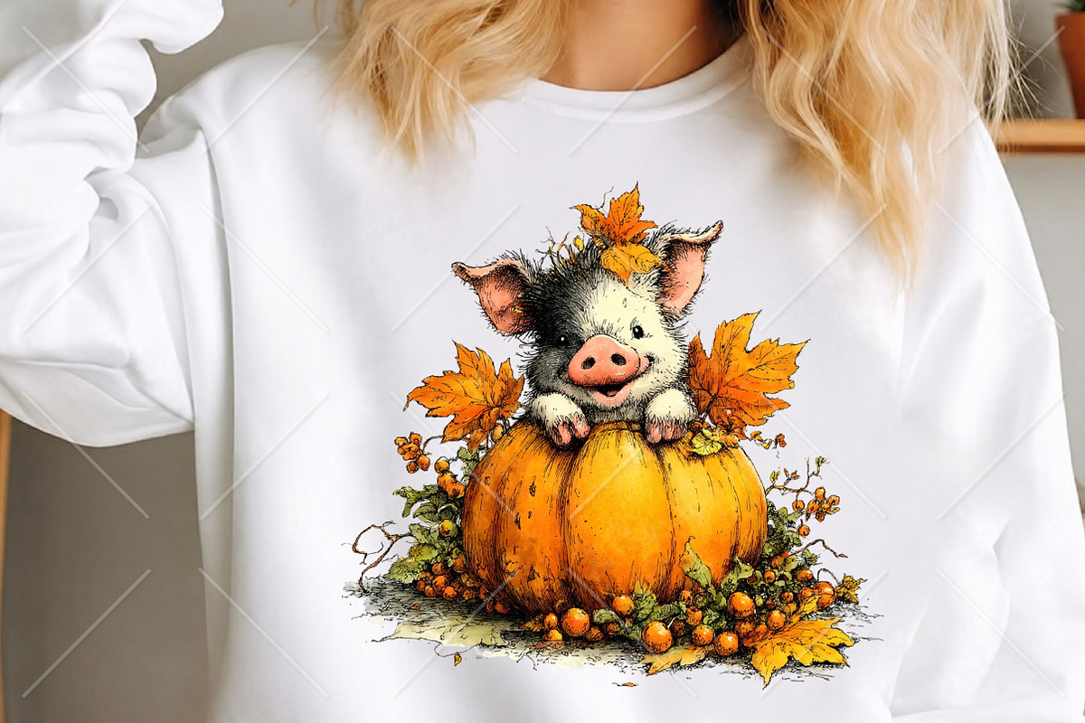 Whimsical Autumn Farm Animal Clipart, a Seasonal Illustration by Canvas Craft (Photo 5 of 10)