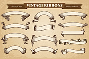 Vintage Ribbons Banners Vector Set, a Background Graphic by Digiselector Design Goods (Thumbnail 2 of 2)