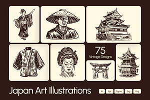 Vintage Japan Art Illustration, a Decorative Illustration by Creative Stall
