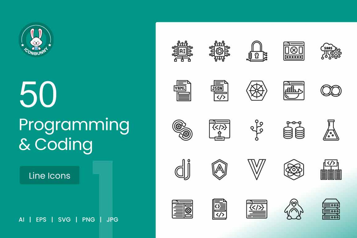 Programming & Coding Line Icons, an Icon by IconBunny (Photo 1 of 2)