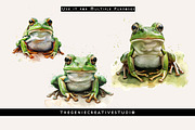Cute Green Frog PNG Clip Art Set, an Animal Illustration by Geniecreativestudio (Thumbnail 6 of 9)