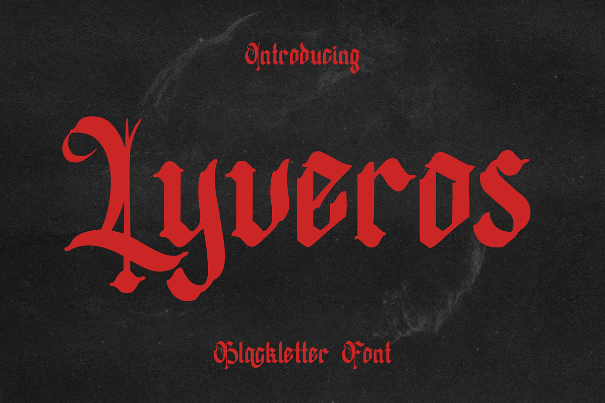 Lyveros – Blackletter Font, a Blackletter Font by Randi Irvan | Rvandtype (Photo 1 of 11)