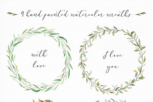 Watercolor Wreaths And Branches