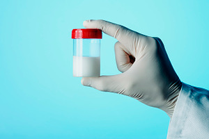 sterile container with some semen, web banner, a Photo by Nito
