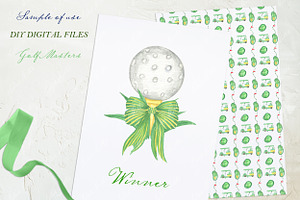 Golf Masters Watercolor Clipart DIY