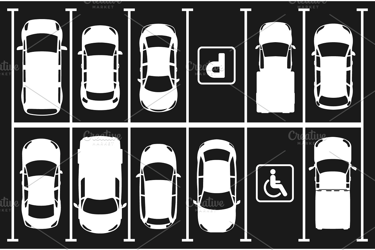 Top view of cars parked, a Transportation Illustration by Yayasya (Photo 2 of 3)
