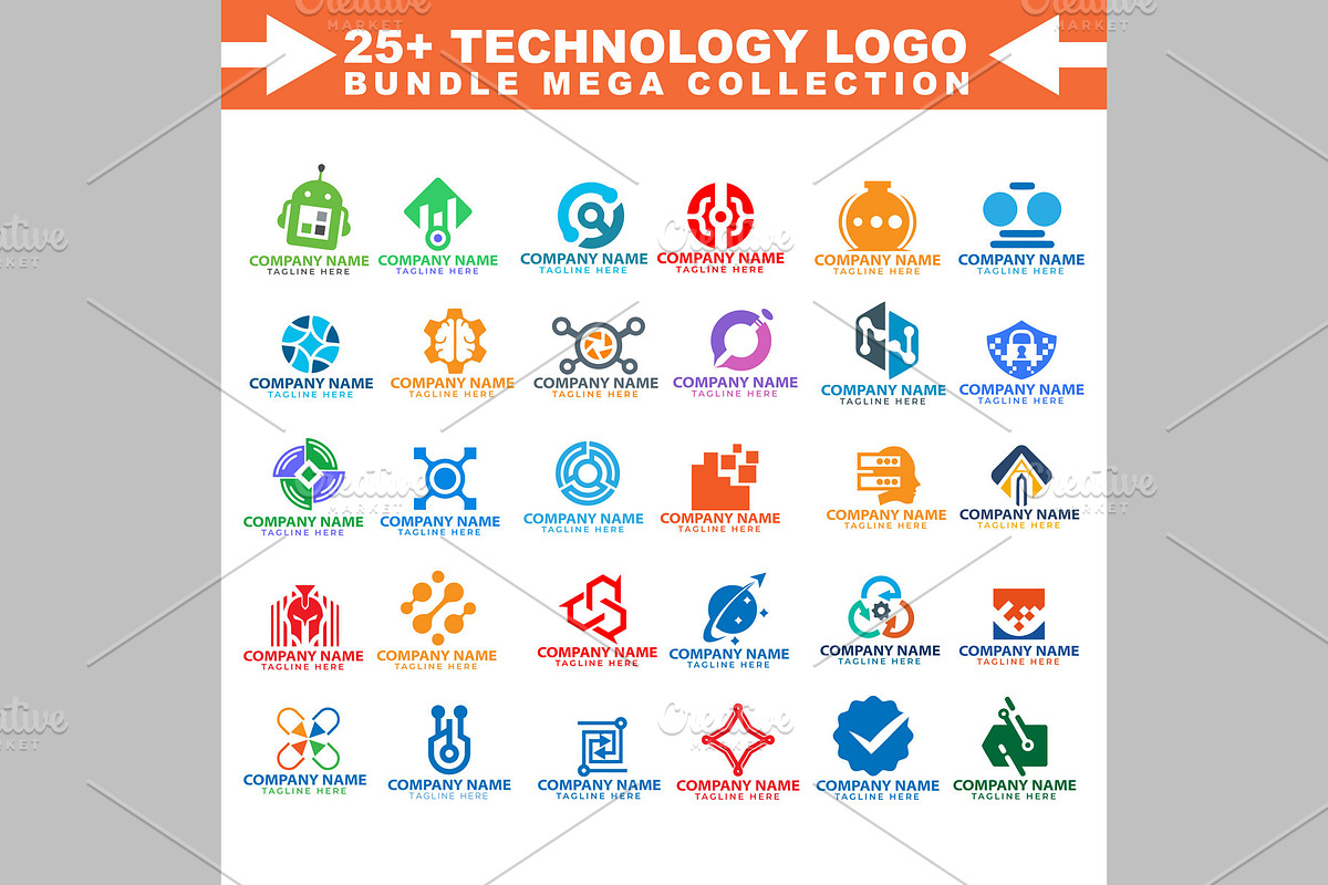 Technology Logo Mega Bundle – 25+ Mo, a Branding & Logo Template by ArmanHossen75