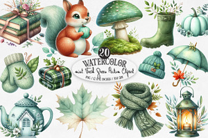 Mint Fresh Green Autumn Clipart, an Illustration by Designking