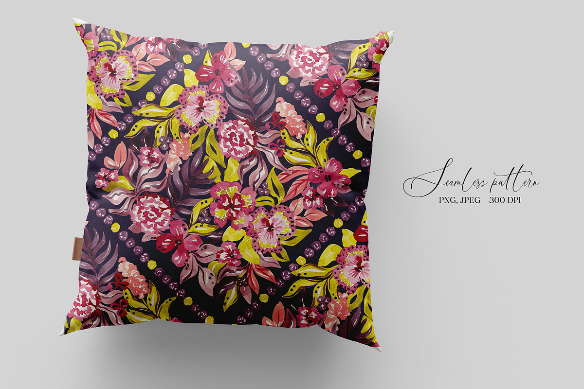 Rich Watercolor Floral Pattern, a Pattern Graphic by SirenaArt (Photo 12 of 17)