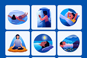 Sleep and Meditation Illustration, a Healthcare Illustration by Brickclay (Thumbnail 7 of 9)