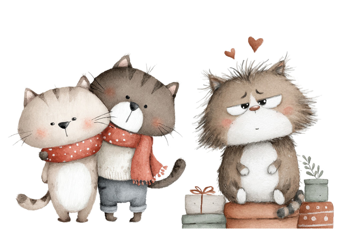 Valentine cat clipart, an Illustration by Designworld (Photo 2 of 6)