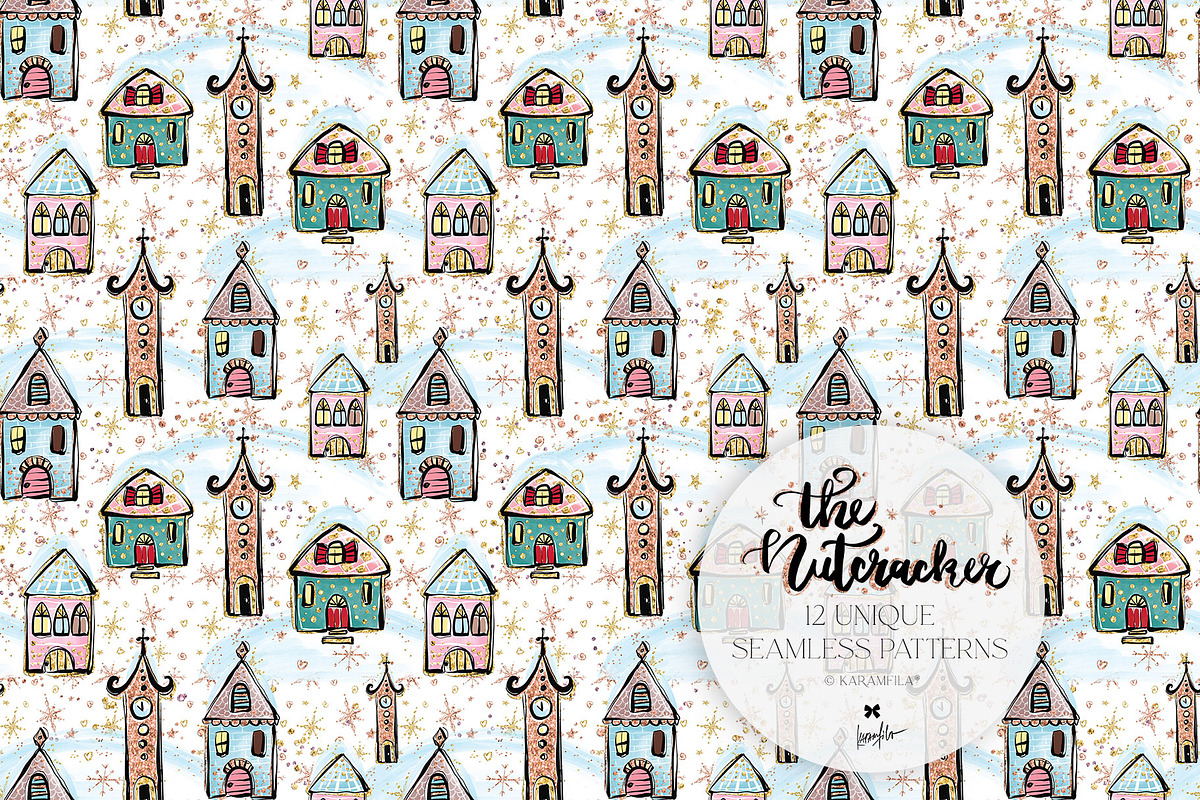 Nutcracker Christmas Magic Patterns, a Pattern Graphic by KaramfilaS (Photo 8 of 21)