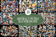 16 Abstract Puzzle Illustrations, a Wallpaper Graphic by Incomelion (Thumbnail 1 of 6)